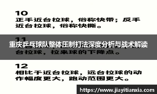 重庆乒乓球队整体压制打法深度分析与战术解读